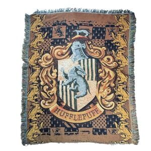Harry Potter Hufflepuff House Crest WovenTapestry Throw Blanket WarnerBros 46x60